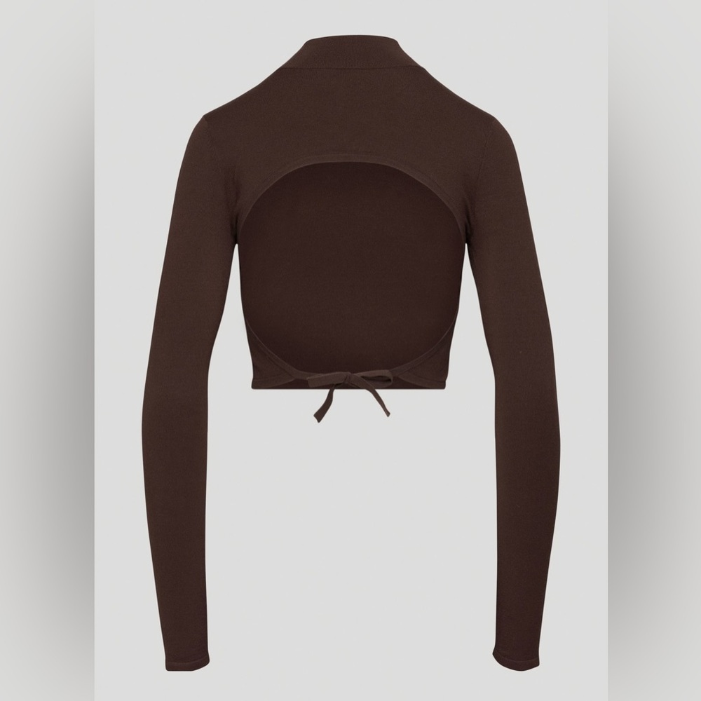 Aritzia Sunday Best Brown Mock Neck Open Back Sweater